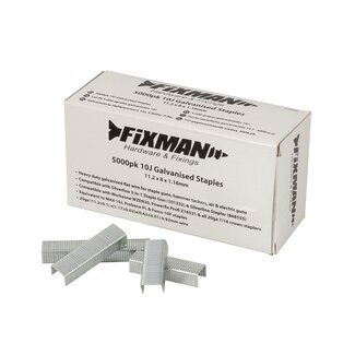 Fixman tackernieten - verzinkt staal - zware klussen - 11,2 x 8 x 1,16 mm - zilver - 5000 stuks - tackers en nietmachines