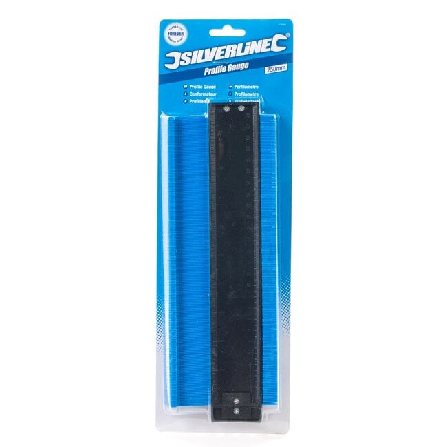 Silverline profielmeter profielaftaster - kunststof - vormen overnemen - 25 cm - zwart - profieldiepte 45 mm - tegels en hout