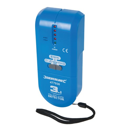 Silverline Metaal - Stud - en Stroomdetector - Compact - 1 x 9 Volt - 3 in 1 Silverline Metaal - Stud - en Stroomdetector - Compact - 1 x 9 Volt - 3 in 1