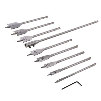 Silverline Speedboor en verlengarm set - 10-delig - Ø 6 t/m 32 mm - gehard carbon staal