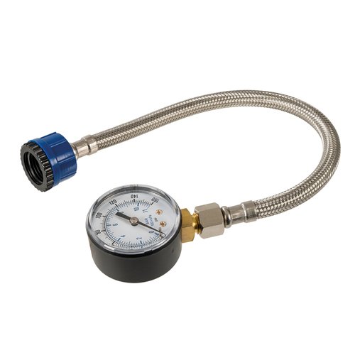 Silverline Waterdrukmeter met Roestvrijstalen Slang - 0 t/m 11 Bar Silverline Waterdrukmeter met Roestvrijstalen Slang - 0 t/m 11 Bar