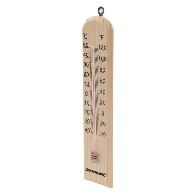 Silverline Hout Thermometer - Meetbereik - 40 Graden tot + 50 Graden