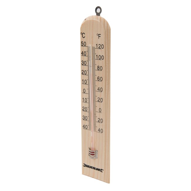 Silverline Houten thermometer - kwikvrij - binnen en buiten - -40°C tot +50°C - 250x60x10 mm