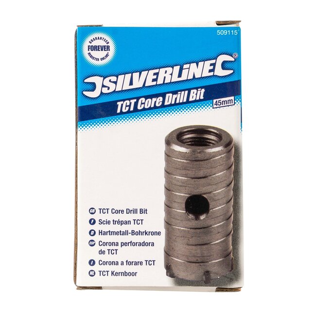 Silverline Kernboor - hardmetaal punten - nauwkeurig boren - diameter 45 mm - zilvergrijs - voor metselwerk, steen en beton