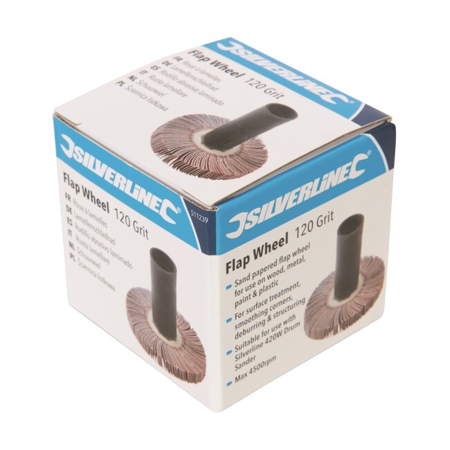 Silverline Schuurwiel - schuurpapier - korrel 120 - schuren en satineren - max. 4500 omw/min - voor hout, metaal en kunststof