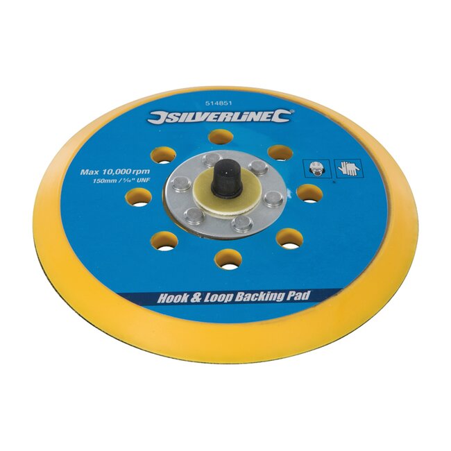 Silverline Steunschijf met klittenband - kunststof - diameter 150 mm - 8 stofgaten half-flexibel - voor auto schuren en polijsten