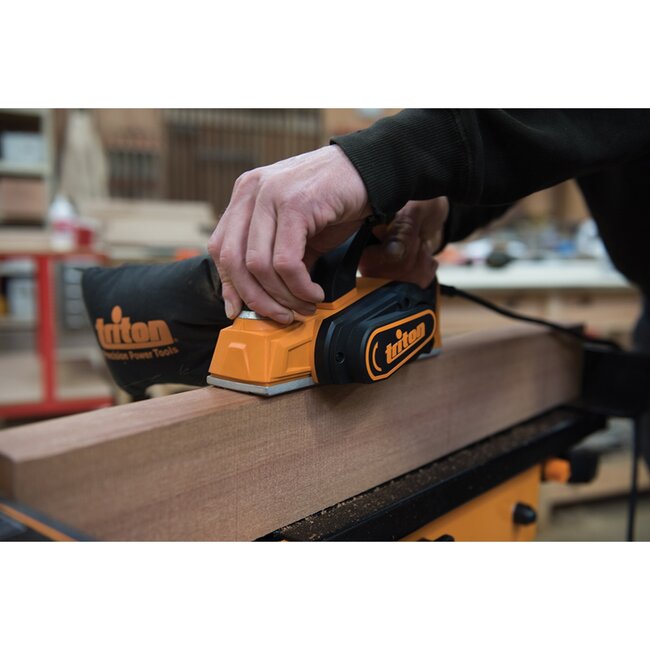 Triton mini elektrische schaafmachine - 60 mm - aluminium zool - 450 W - 6-standen diepte - houtbewerking met stofafzuiging