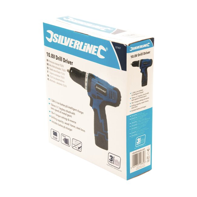 Silverline Krachtige accuboormachine - 10.8V - Li-ion accu - 18+1 koppelstanden - Dubbele versnelling