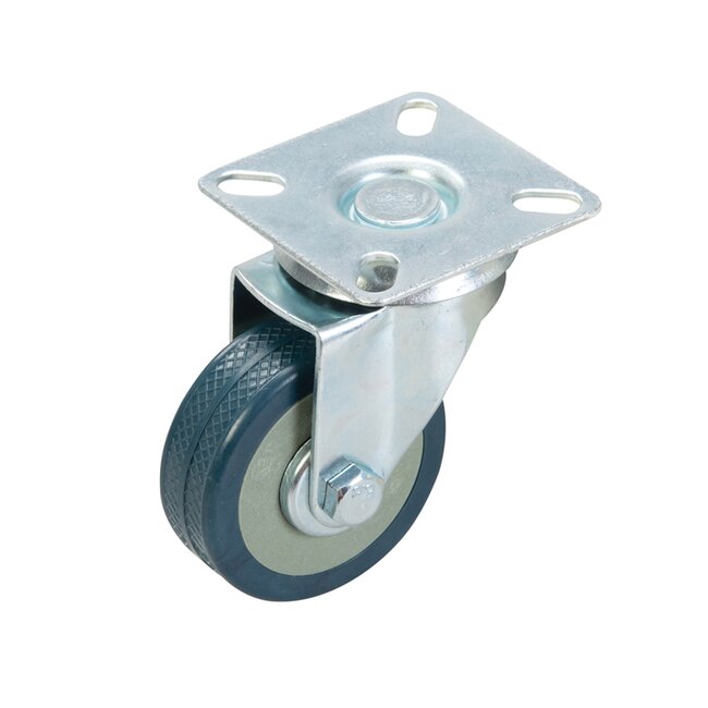Fixman Rubberen zwenkwiel met rem - Ø 50 mm - Maximale belasting 50 kg - Wit
