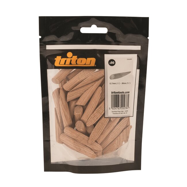 Triton Afwerkpluggen voor schuine schroefgaten - massief eikenhout - afwerken - 12,7 tot 38 mm - natuurlijk eiken - 50 stuks
