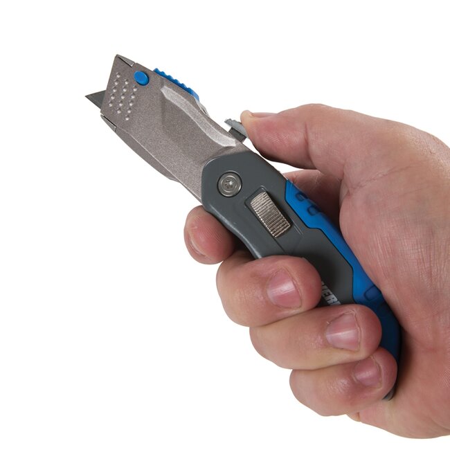 Silverline Stanleymes - 165 mm - gehard stalen blad - vouwbaar, intrekbaar, snelwissel - incl. 4 bladen - voor karton en tapijt