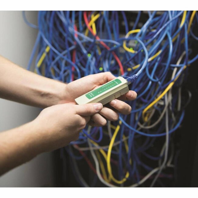 Silverline kabeltester voor RJ11/RJ12/RJ45 - twee teststanden - hoofd- en afstandsunit - 9V batterij - foutindicatie