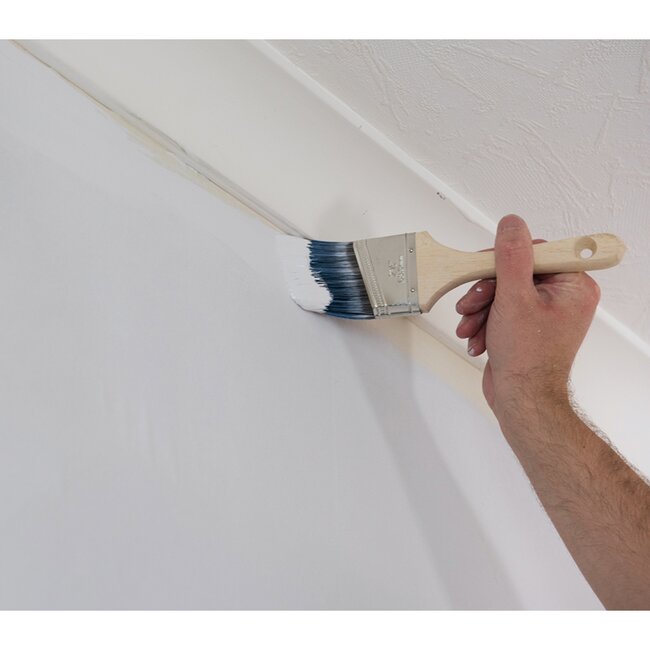 Silverline Schilderskwast gebogen 65 mm - kunstvezel ergonomische houten greep - houtkleur - precisie voor randen en hoeken