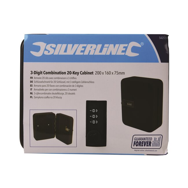 Silverline sleutelkluis - staal - 3-cijferig cijferslot voor 20 sleutels - 20 x 16 x 7.5 cm - grijs - muurmontage