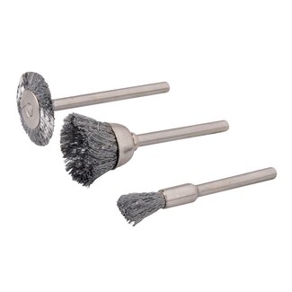 Silverline Staalborstel set - 3 delig - Ø 5, 15 en 20 mm - voor multifunctionele hobbymachines