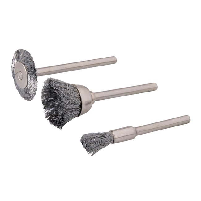 Silverline Staalborstel set - 3 delig - Ø 5, 15 en 20 mm - voor multifunctionele hobbymachines