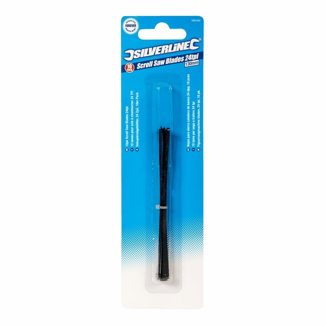 Silverline figuurzaagbladen - gehard koolstofstaal - 130 mm - 10 stuks - precisie, 24 tanden per inch - voor hout en kunststof