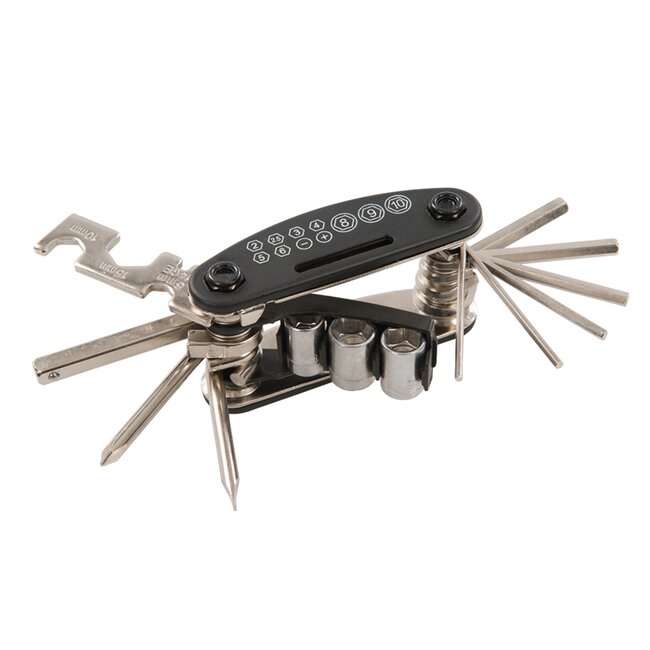 Silverline Fiets multitool - 15 functies - compact en veelzijdig - met opbergzakje