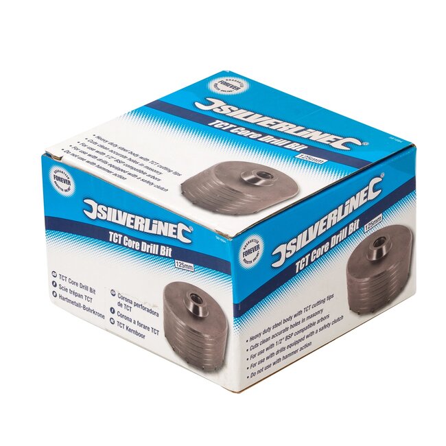 Silverline kernboor - hardmetalen punten - nauwkeurige gaten - Ø 125 mm - grijs - voor metselwerk en beton zonder hamerstand