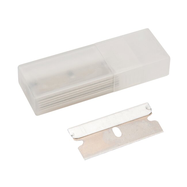 Silverline enkelzijdige schraapmesjes - metaal - versterkte rug - 38 x 19 mm - natuurlijk - 10 stuks - voor schrapen en snijden