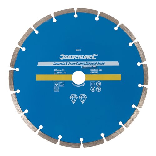 Silverline Diamantschijf Beton/Steen - Gesegmenteerd - Ø 230 mm - Asgat 22.23 mm Silverline Diamantschijf Beton/Steen - Gesegmenteerd - Ø 230 mm - Asgat 22.23 mm