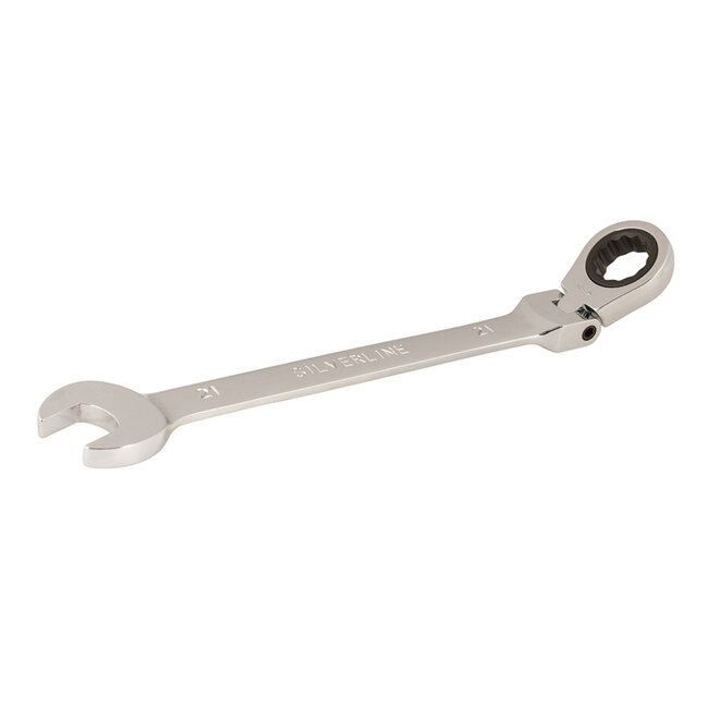 Silverline Flexibele ringratelsleutel - 21 mm - 180° kantelbare kop - Roestbestendig