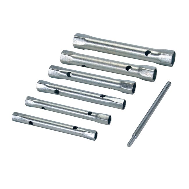 Silverline Metrische pijpsleutel set - 6 delig - 8 tot 19 mm - Inclusief wringstaaf