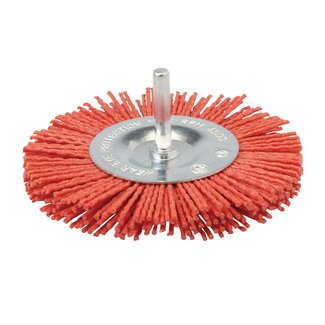 Silverline Schuurwiel op schacht - nylon - grove korrel - 100 mm - schacht 6 mm - ontbramen metaal en hout - vonkt niet