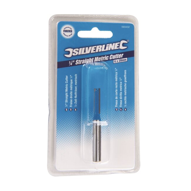 Silverline Rechte groeffrees - hardmetaal en geharde schacht - 6 x 20 mm - grijs - voor groeven en randen in hout en kunststof