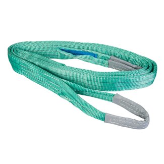 Silverline Platte hijsband polyester - 4 meter - 2 ton - versterkte ogen - groen - EN 1492-1 - zware lasten, bouw en logistiek