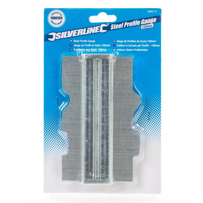 Silverline profielmeter - roestvrij staal - profielen overnemen - 150 mm lang, 45 mm diep - zilvergrijs - vloeren en tegels