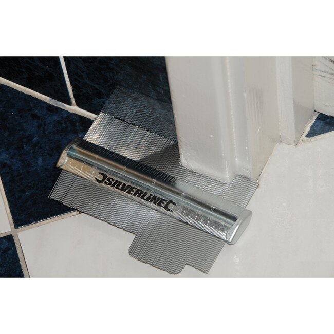 Silverline profielmeter - roestvrij staal - profielen overnemen - 150 mm lang, 45 mm diep - zilvergrijs - vloeren en tegels