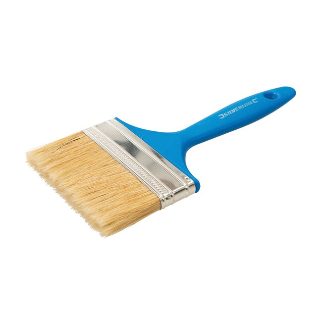 Silverline Wegwerp schilderskwast - plat model - 100 mm - kunststof handvat - pure borstelharen