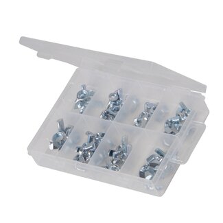 Fixman Vleugelmoer assortiment - roestbestendig - 40-delig - M4-M12 - met opbergkoffer