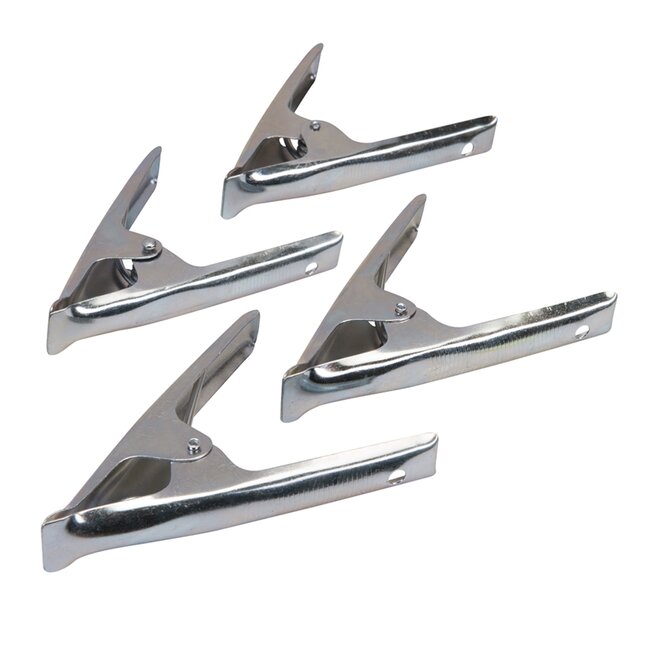 Silverline Veelzijdige zeilklemmen - robuust staal - heavy-duty veren - 70 mm - set van 4