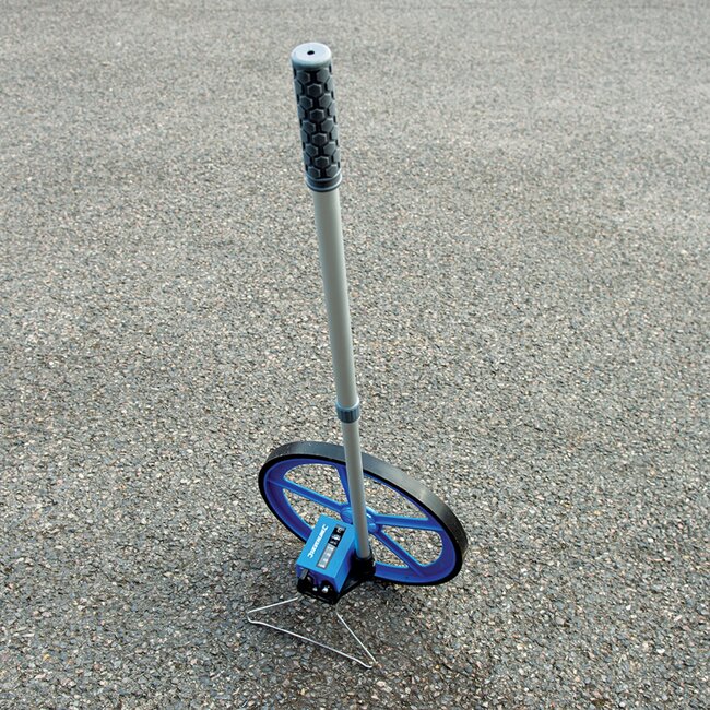 Silverline Meetwiel - aluminium/kunststof - telescopisch 47,5-80 cm met resetknop - zilver/zwart - tot 99.999,9 m voor bouw