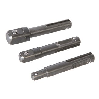 Silverline Adapterset SDS-plus - chroom-vanadiumstaal - naar doppen - 50 mm schacht - staalkleurig - 3-delig - 1/4, 3/8, 1/2 inch