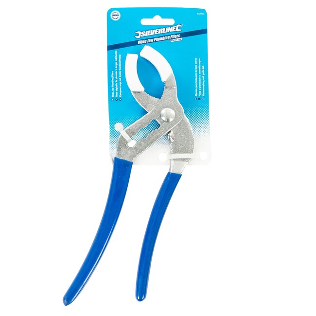 Silverline Waterpomptang - chroom-vanadiumstaal - bek 85 mm, 4 standen, zachte kaken - 250 mm - vernikkeld - ronde koppelingen