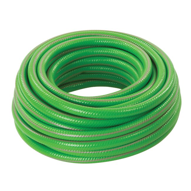 Silverline Tuinslang - 3-laags pvc met polyesterversterking - knikbestendig, vorst- en uv-bestendig - 15 m - groen - tuin