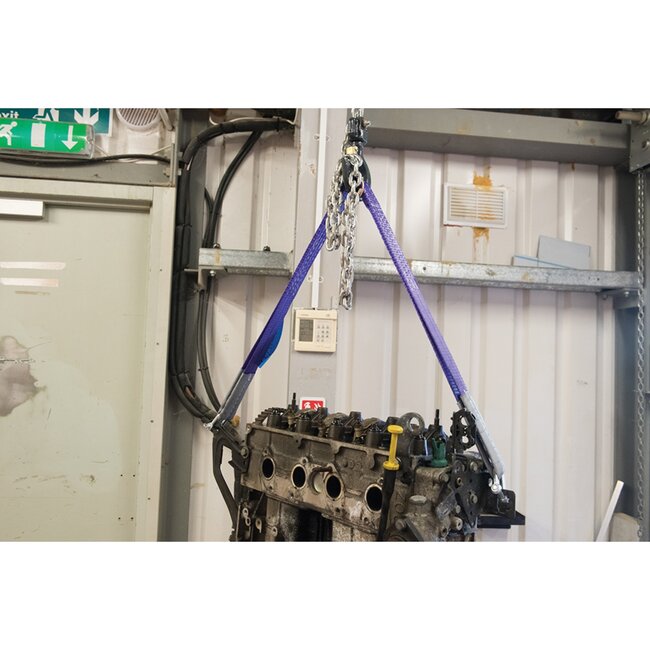 Silverline Hijsband - polyester - 1 ton draagvermogen - versterkte draagogen - 100 cm - paars - voor hijsen en takelen