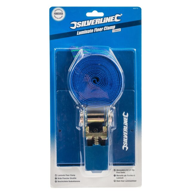 Silverline Laminaat spanband - geverfd staal - precisieratel, klemkracht 100 kg - platen 13 cm, band 5 m - grijs - laminaat leggen