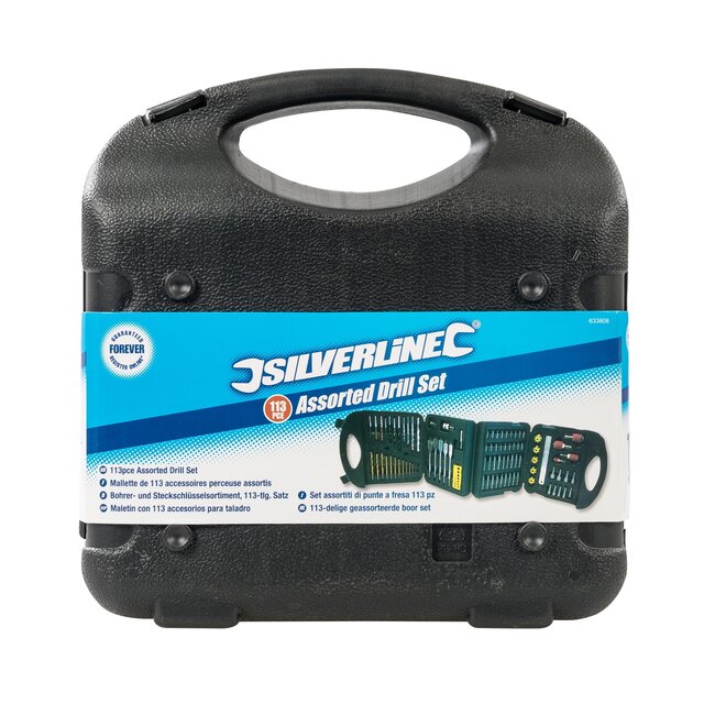 Silverline Geassorteerde boorset - 113-delig - titanium coating - hout, beton, metaal - met opbergkoffer