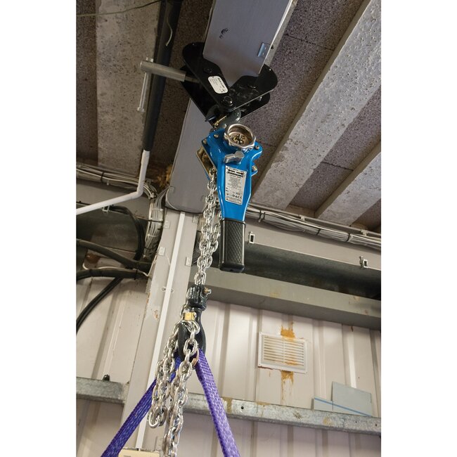 Silverline Rateltakel - verzinkt staal - 750 kg hijsen - hijshoogte 150 cm - grijs - met mechanische rem - voor kleine ruimtes