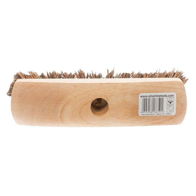 Silverline schrobborstel 22,8 cm - rubberhout met stijve rietvezelharen - houtkleur - voor 23 mm bezemsteel - buiten