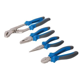 Silverline Tangen set - antislip handvaten - chroom vanadium staal - 4-delig