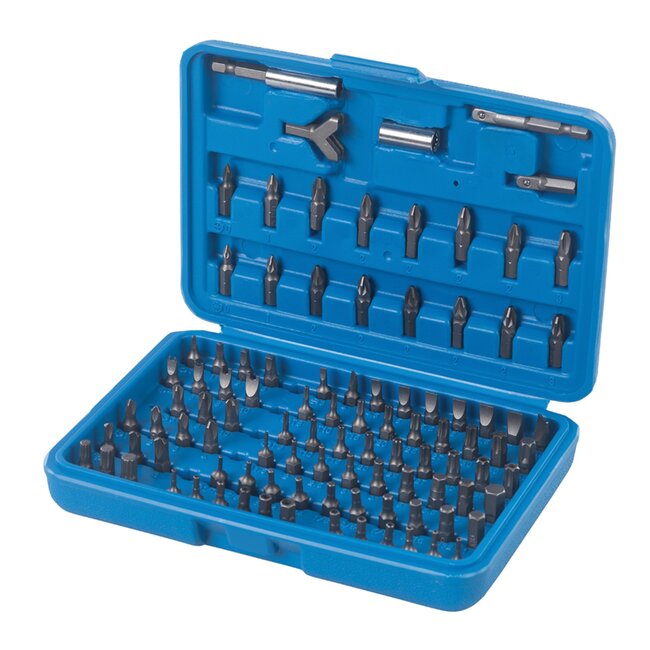 Silverline 100-delige schroevendraaier bit set - veelzijdige chroom vanadium bits - inclusief adapters en opbergkoffer
