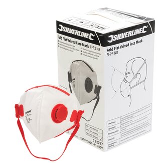 Silverline Vouwbaar FFP3 stofmasker met ventiel - 25 stuks - enkel gebruik