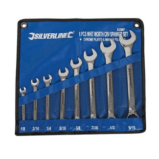 Silverline Steekringsleutelset - 15° koppen - Chroom vanadium staal - 8-delig - Inclusief opbergetui