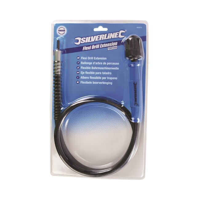 Silverline flexibele boorverlenging - staal - sleutelloze spankop 6 mm - 104 cm - zwart - voor moeilijk bereikbare plekken
