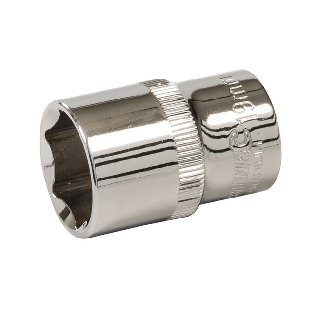 Silverline Dopsleuteldop zeskant 19 mm 1/2 inch - chroom-vanadiumstaal - roestbestendig - zilver - voor moeren en bouten